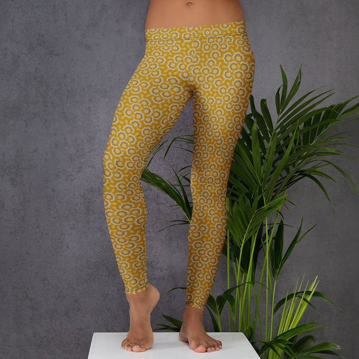 Leggings Geometric Pattern – Bouquet Orange Purple - symbolika