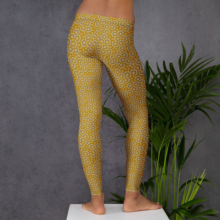 Leggings Geometric Pattern – Bouquet Orange Purple - symbolika