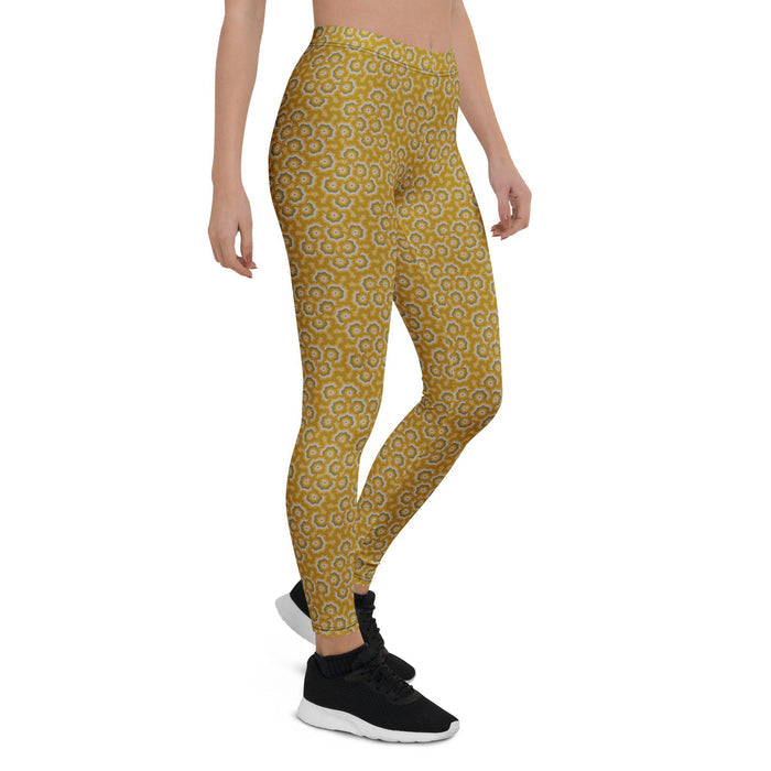 Leggings Geometric Pattern – Bouquet Orange Purple - symbolika