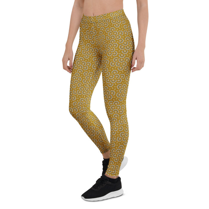 Leggings Geometric Pattern – Bouquet Orange Purple - symbolika