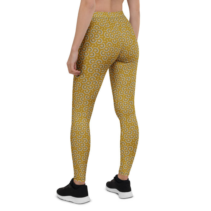 Leggings Geometric Pattern – Bouquet Orange Purple - symbolika