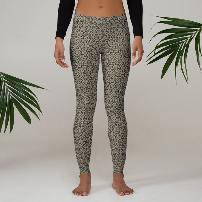 Leggings Geometric Pattern – Grey Red - symbolika