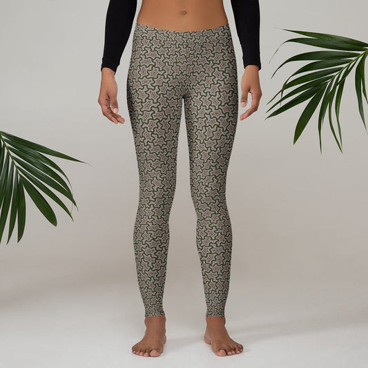 Leggings Geometric Pattern – Grey Red - symbolika