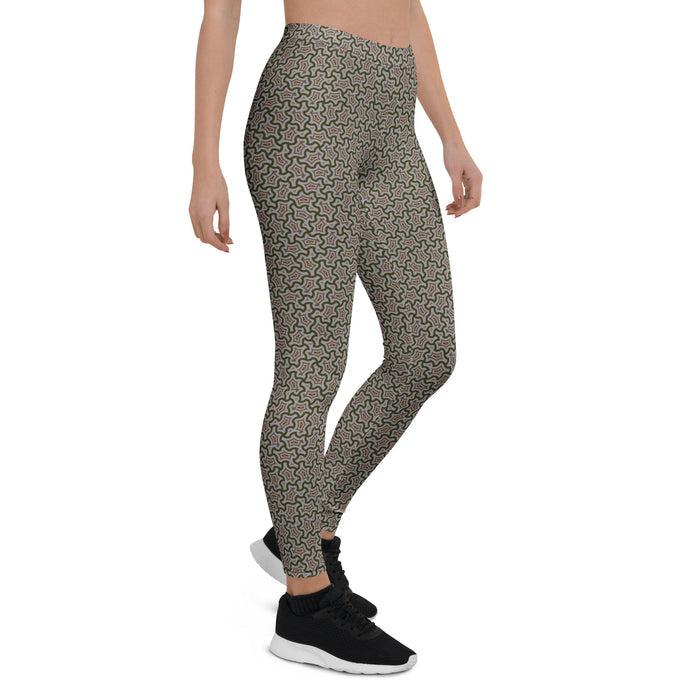 Leggings Geometric Pattern – Grey Red - symbolika