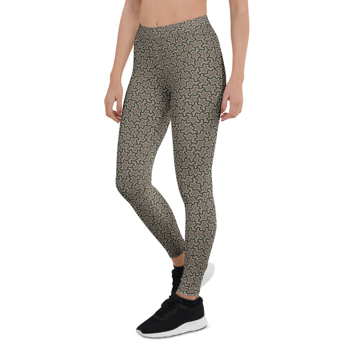 Leggings Geometric Pattern – Grey Red - symbolika