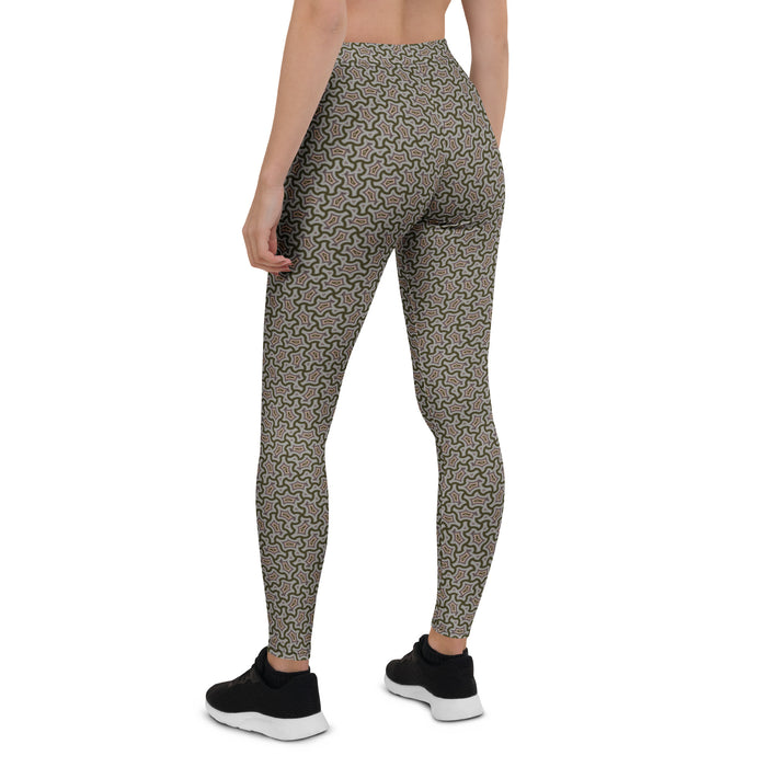 Leggings Geometric Pattern – Grey Red - symbolika