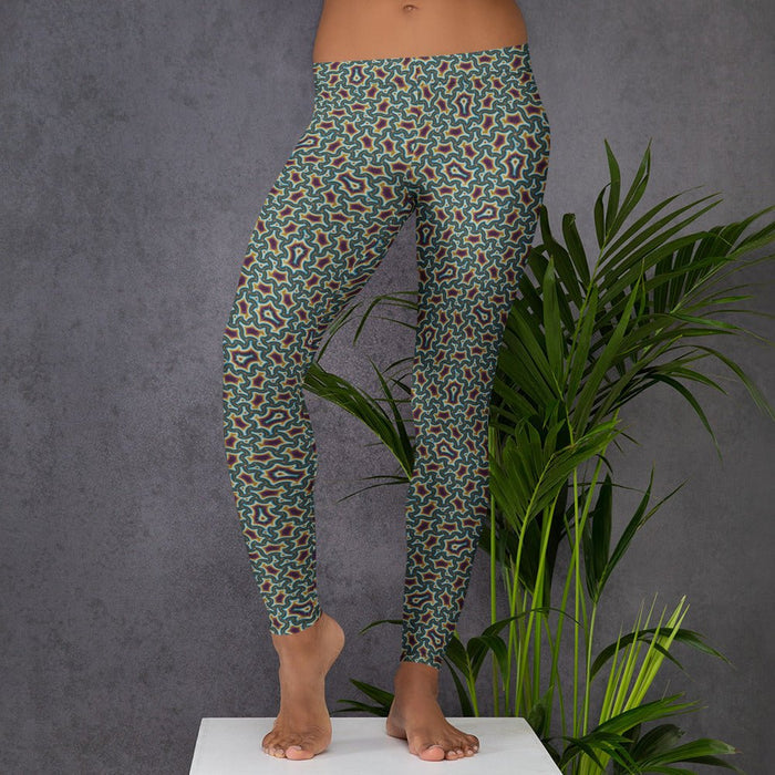 Leggings Geometric Pattern – Harpy Brown Turquoise - symbolika
