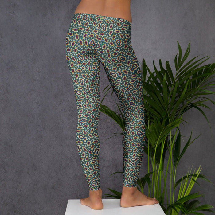 Leggings Geometric Pattern – Harpy Brown Turquoise - symbolika