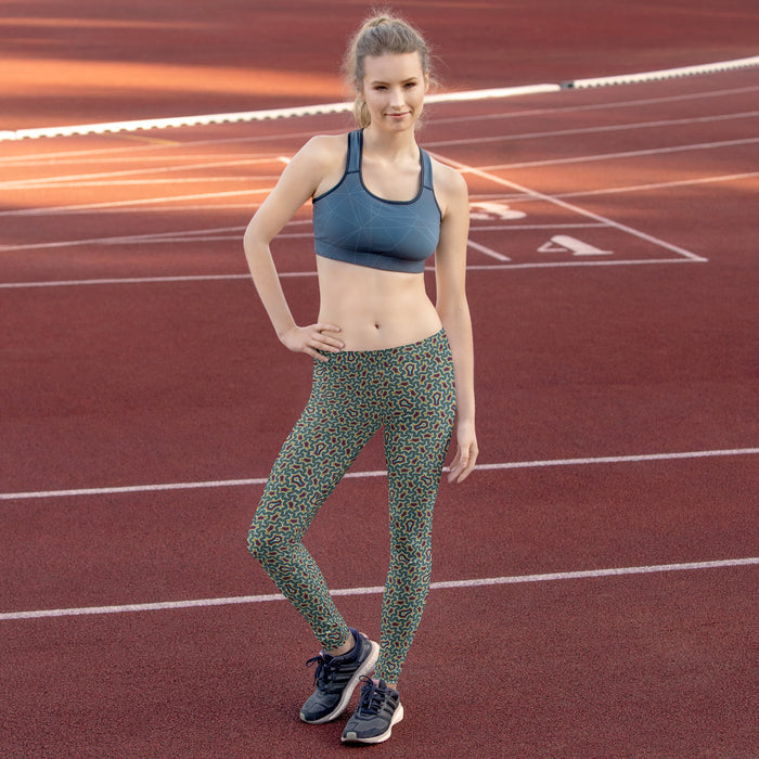 Leggings Geometric Pattern – Harpy Brown Turquoise - symbolika
