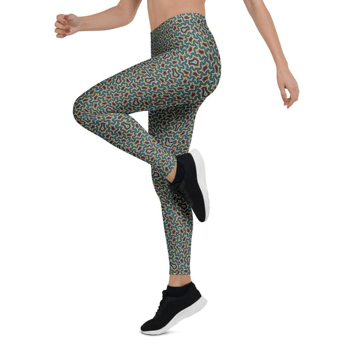 Leggings Geometric Pattern – Harpy Brown Turquoise - symbolika