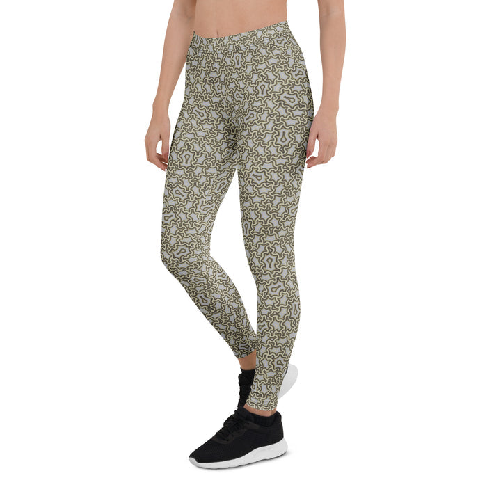 Leggings Geometric Pattern – Harpy Cream Brown - symbolika