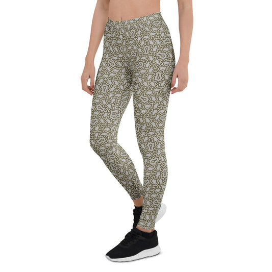Leggings Geometric Pattern – Harpy Cream Brown - symbolika