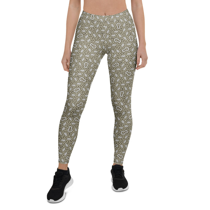 Leggings Geometric Pattern – Harpy Cream Brown - symbolika