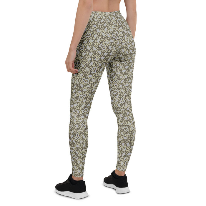 Leggings Geometric Pattern – Harpy Cream Brown - symbolika