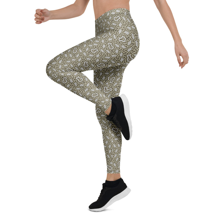 Leggings Geometric Pattern – Harpy Cream Brown - symbolika