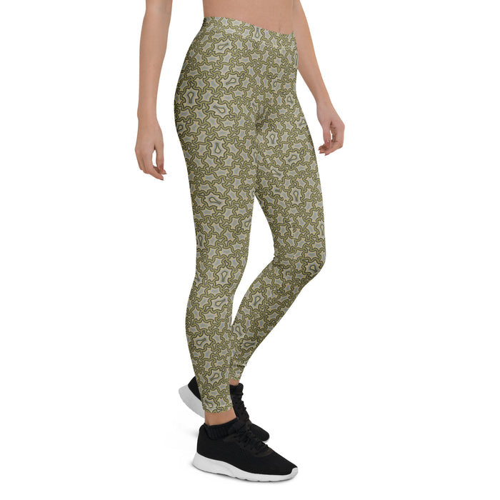 Leggings Geometric Pattern – Harpy Golden Brown - symbolika