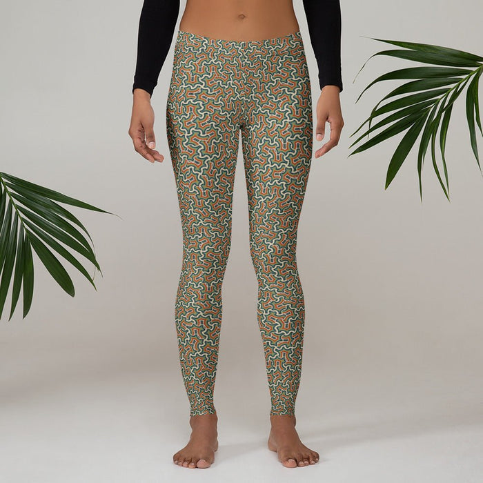 Leggings Geometric Pattern – Itzam Cream Blue - symbolika