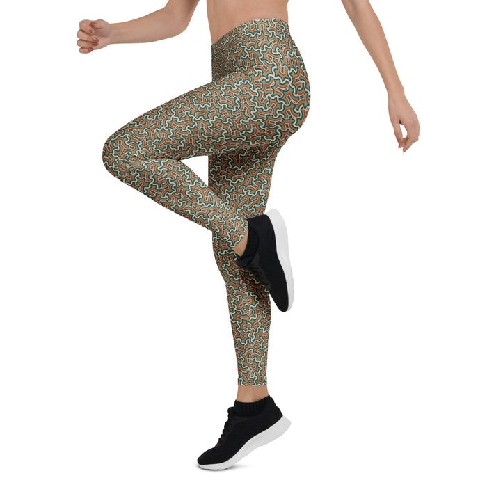 Leggings Geometric Pattern – Itzam Cream Blue - symbolika