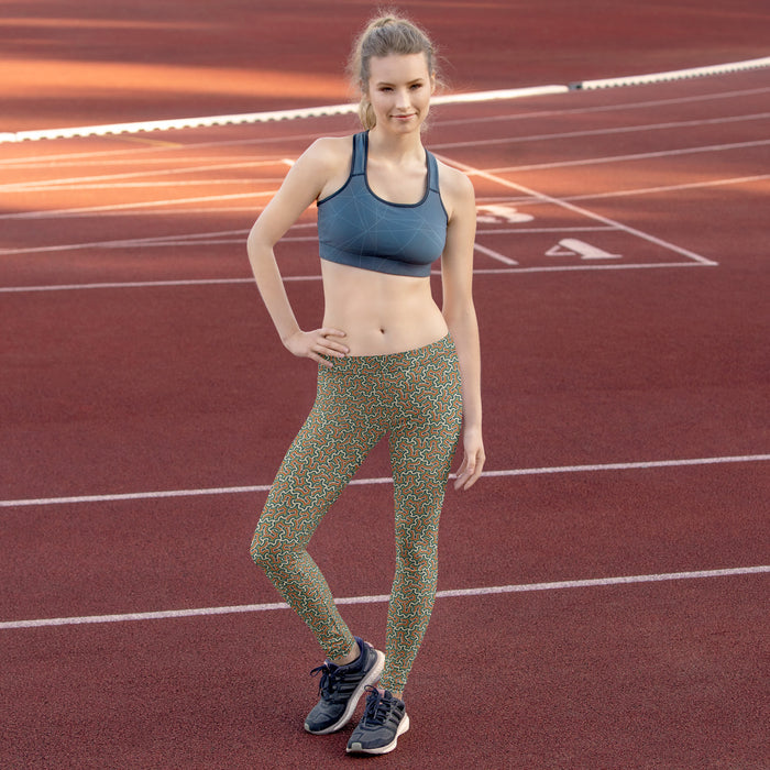 Leggings Geometric Pattern – Itzam Cream Blue - symbolika