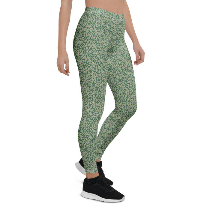Leggings Geometric Pattern – Itzam Cream Green - symbolika