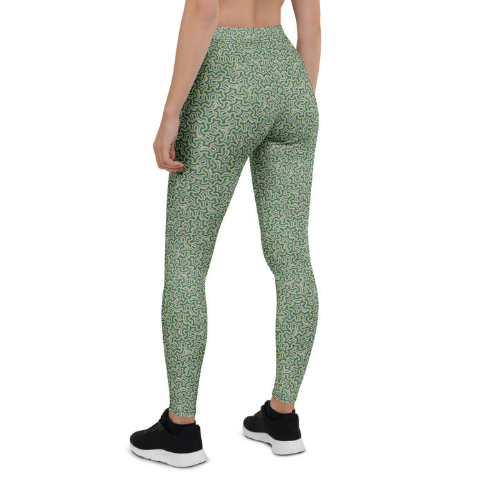 Leggings Geometric Pattern – Itzam Cream Green - symbolika