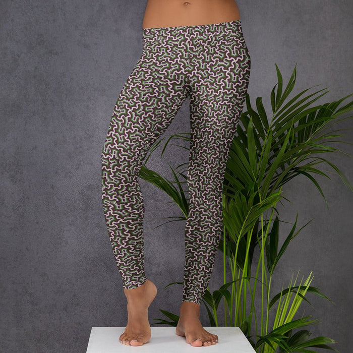 Leggings Geometric Pattern – Itzam Cream Purple - symbolika