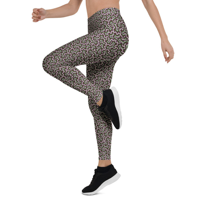 Leggings Geometric Pattern – Itzam Cream Purple - symbolika