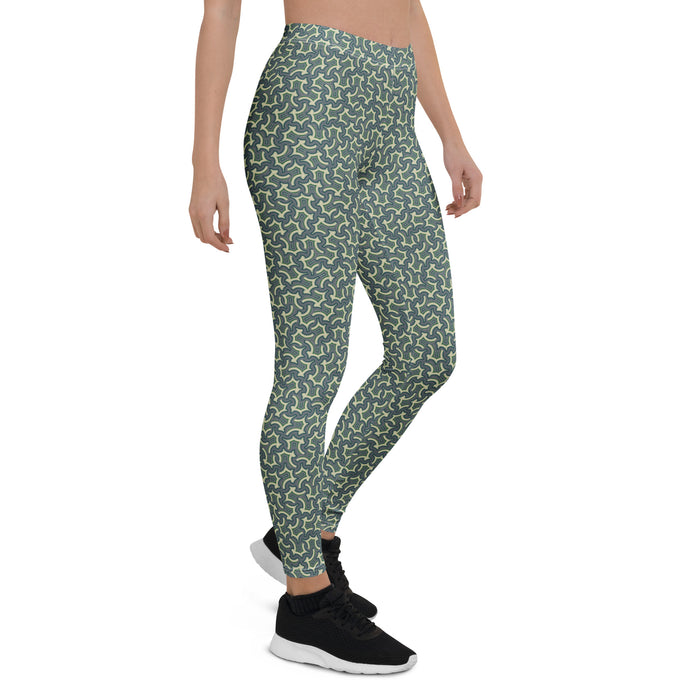 Leggings Geometric Pattern – Itzam Grey Blue - symbolika