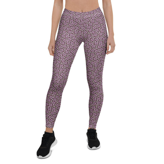 Leggings Geometric Pattern – Itzam Purple Bordo - symbolika