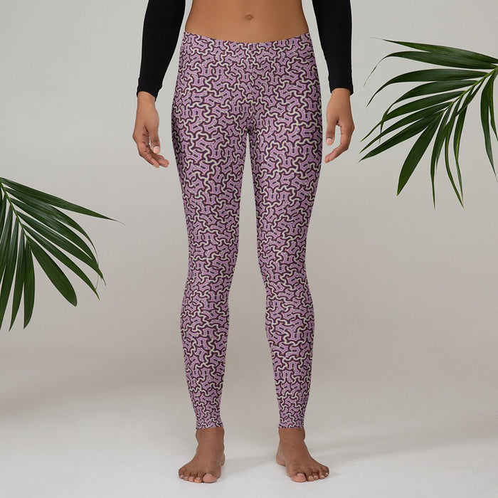 Leggings Geometric Pattern – Itzam Purple Bordo - symbolika