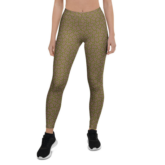 Leggings Geometric Pattern – Olive Bordo - symbolika