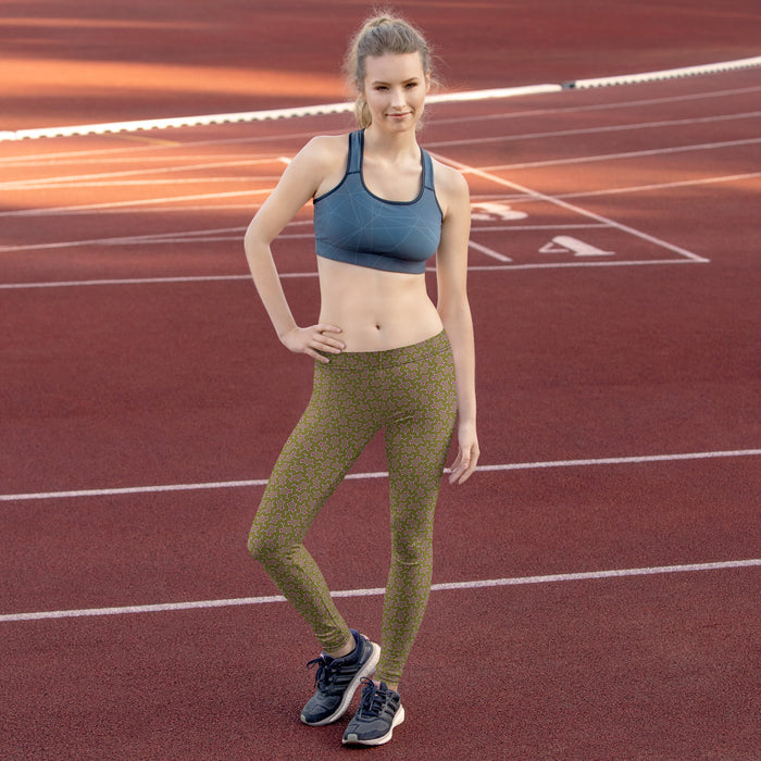 Leggings Geometric Pattern – Olive Bordo - symbolika