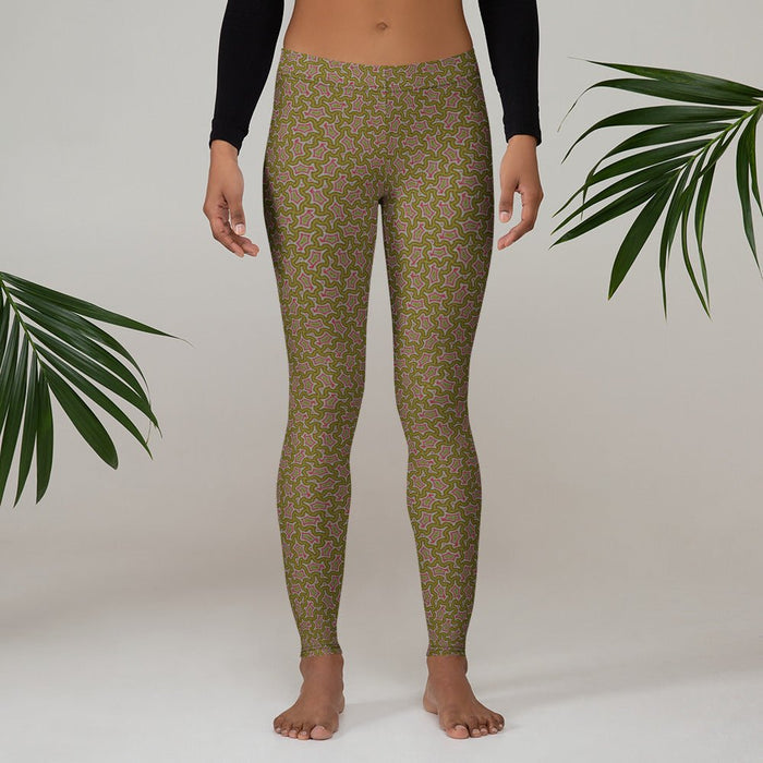 Leggings Geometric Pattern – Olive Bordo - symbolika
