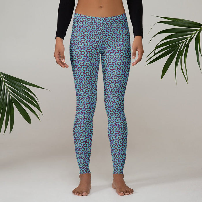 Leggings Geometric Pattern – Scales Blue Glow - symbolika
