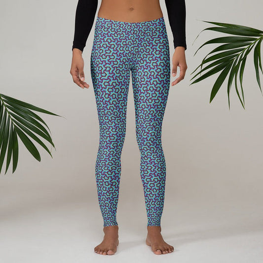 Leggings Geometric Pattern – Scales Blue Glow - symbolika