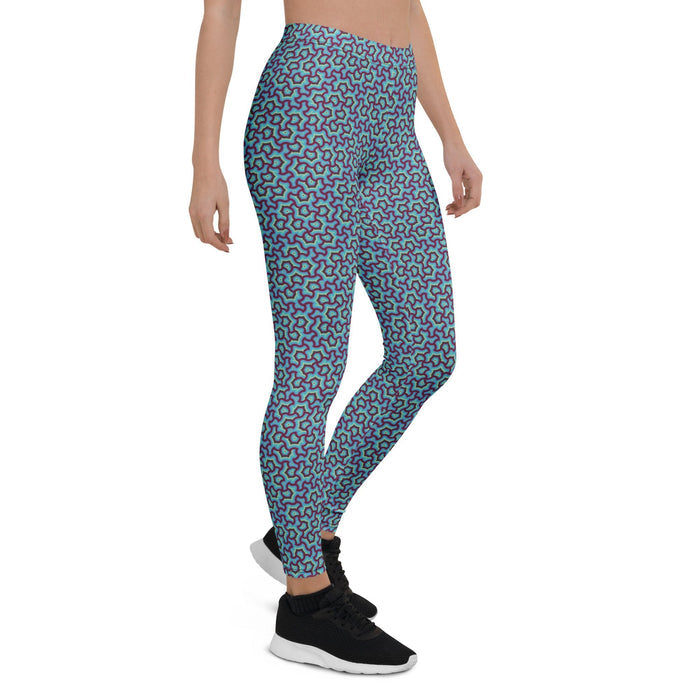 Leggings Geometric Pattern – Scales Blue Glow - symbolika