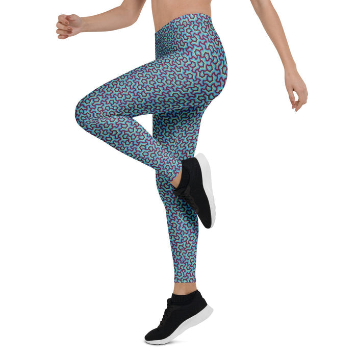 Leggings Geometric Pattern – Scales Blue Glow - symbolika