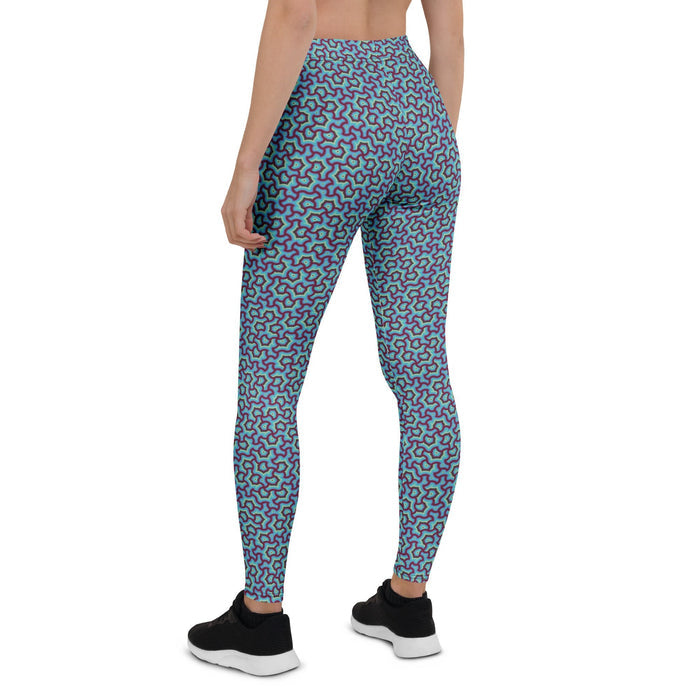 Leggings Geometric Pattern – Scales Blue Glow - symbolika