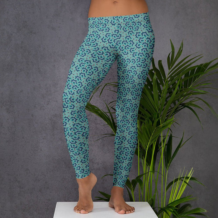 Leggings Geometric Pattern – Scales Blue Grey - symbolika