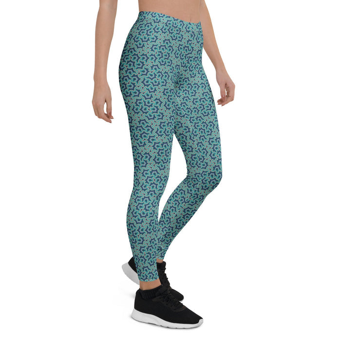 Leggings Geometric Pattern – Scales Blue Grey - symbolika