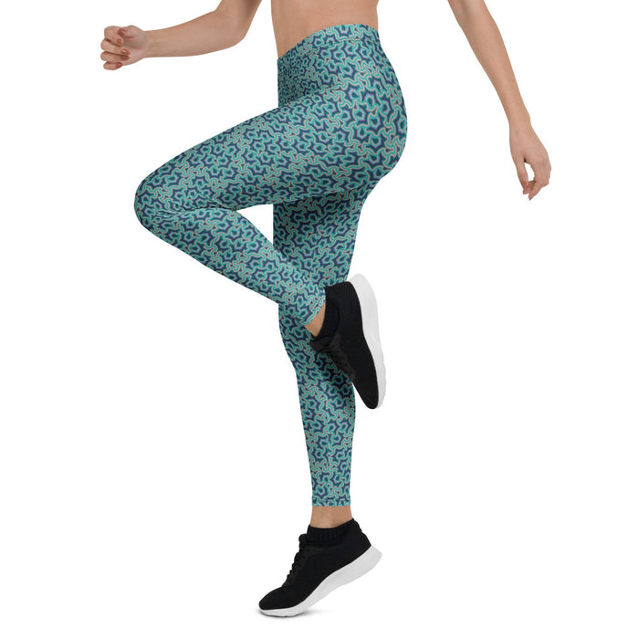 Leggings Geometric Pattern – Scales Blue Grey - symbolika