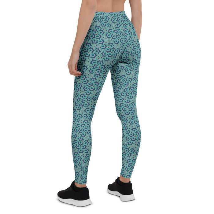 Leggings Geometric Pattern – Scales Blue Grey - symbolika
