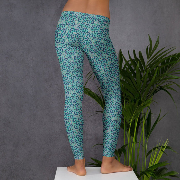Leggings Geometric Pattern – Scales Blue Grey - symbolika