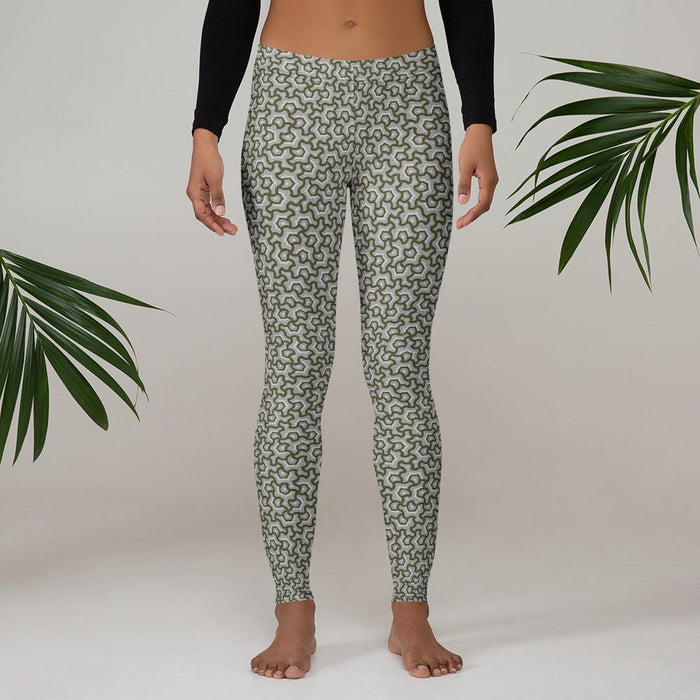 Leggings Geometric Pattern – Scales Greys - symbolika