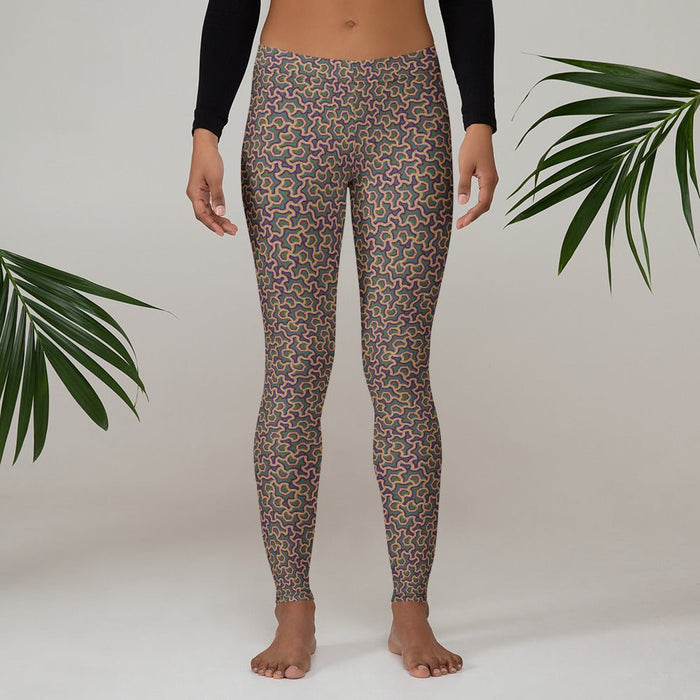 Leggings Geometric Pattern – Scales Orange Purple - symbolika