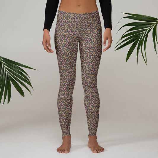 Leggings Geometric Pattern – Scales Orange Purple - symbolika