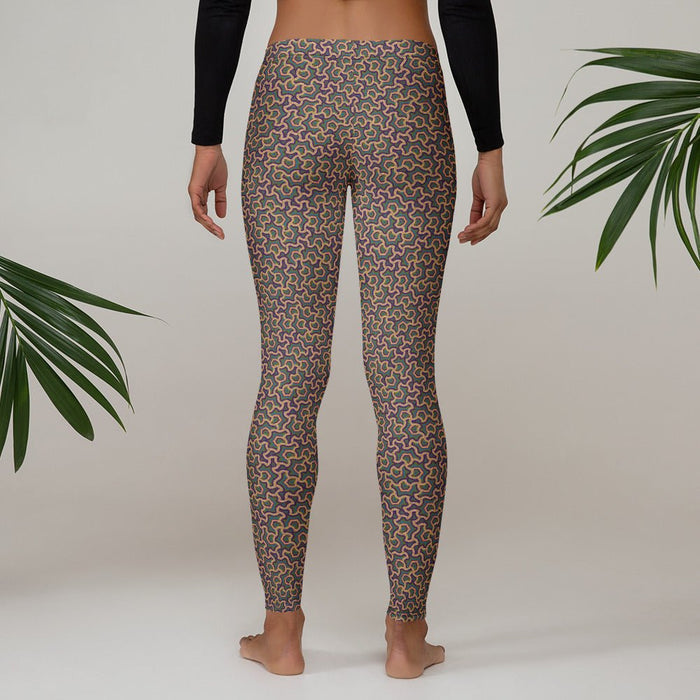 Leggings Geometric Pattern – Scales Orange Purple - symbolika