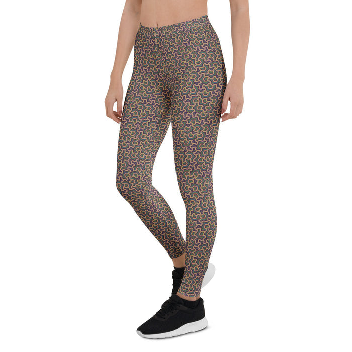Leggings Geometric Pattern – Scales Orange Purple - symbolika
