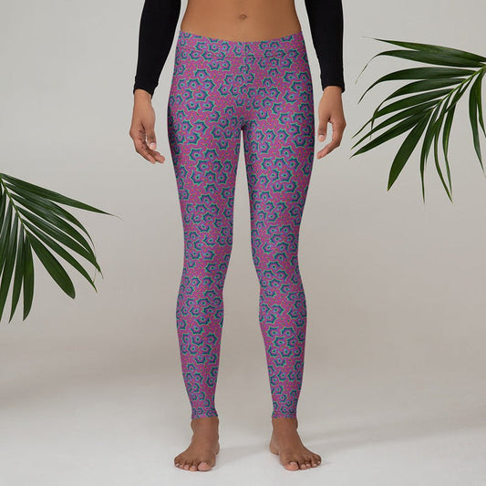 Leggings Geometric Pattern – Scales Purple Pink - symbolika