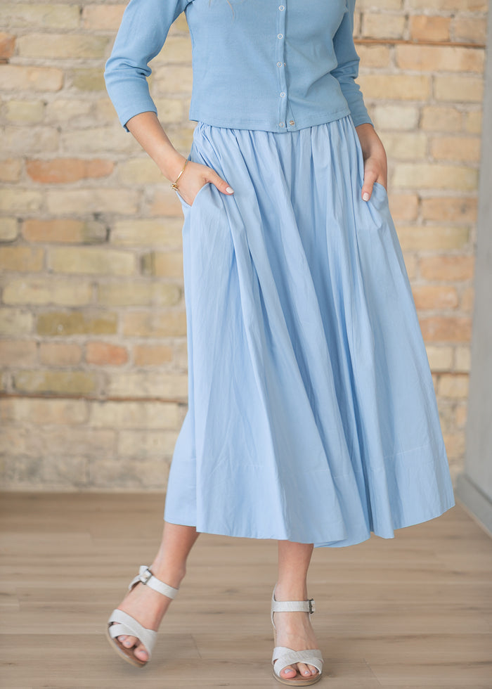 Light Blue Knit Cardigan & Skirt Set FF Tops